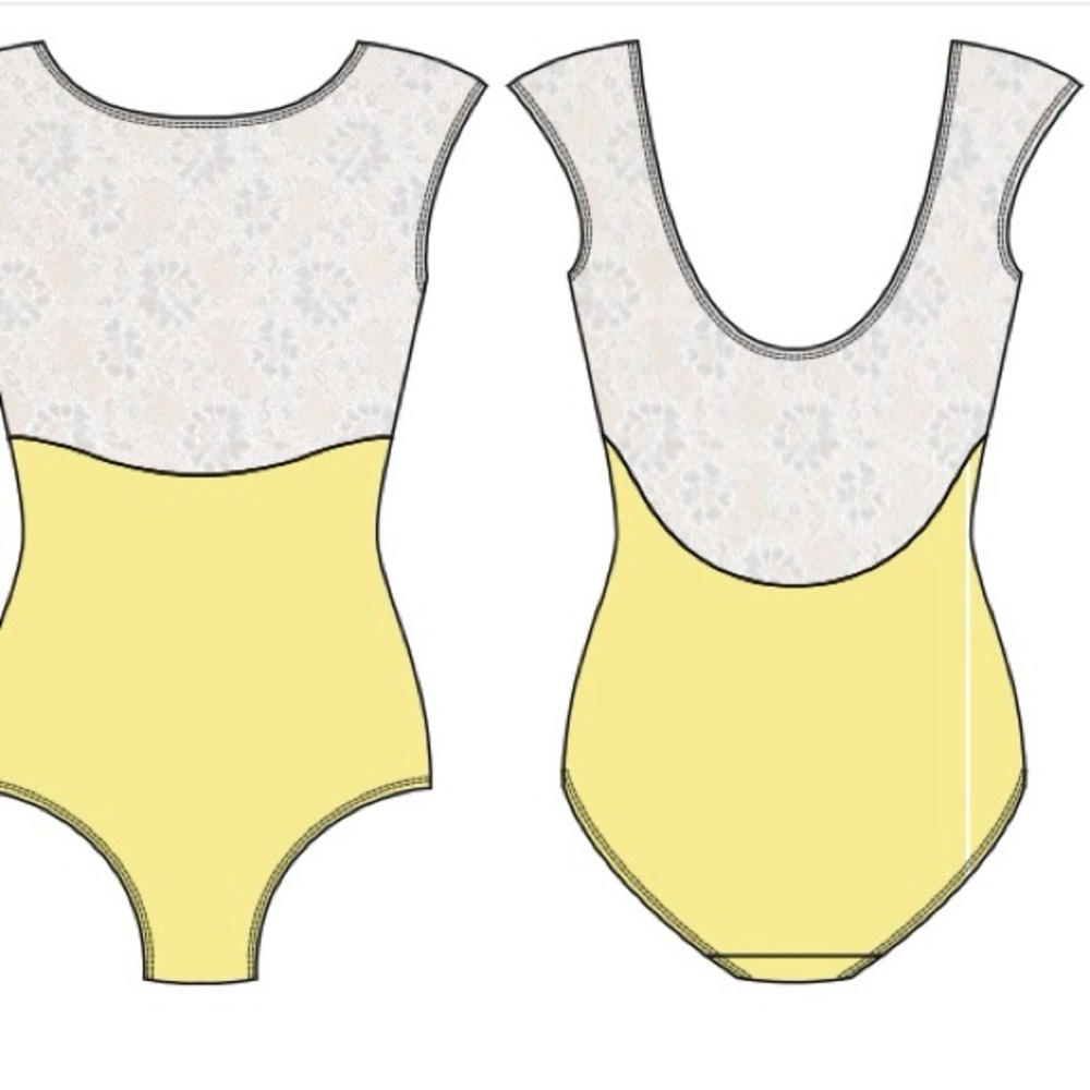 Eleve Dancewear Yellow and White Lace Lilli Leotard